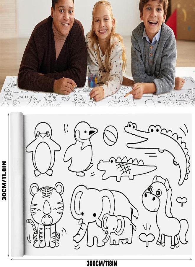 LISHER Coloring Re-Stick Drawing Paper Roll for Kids, 118 x 12 Inch Large Coloring Poster for Toddlers, Scroll Color Filling Paper | Rapid Kids Coloring Drawing Paper Roll | Wall Floor DIY Painting Color Filling Paper - Image 3